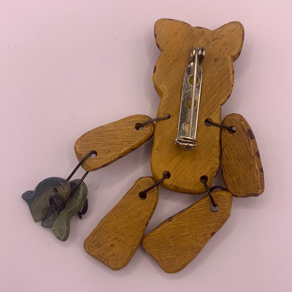 Fishing cat pin with fish brooch